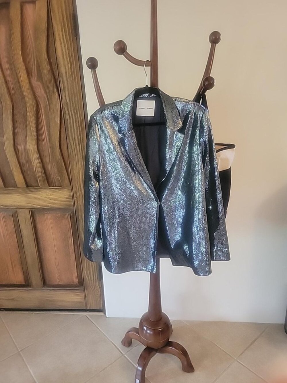 Samsøe Samsøe Metallic Sequin Suit Blazer M Pants 10 NWOT